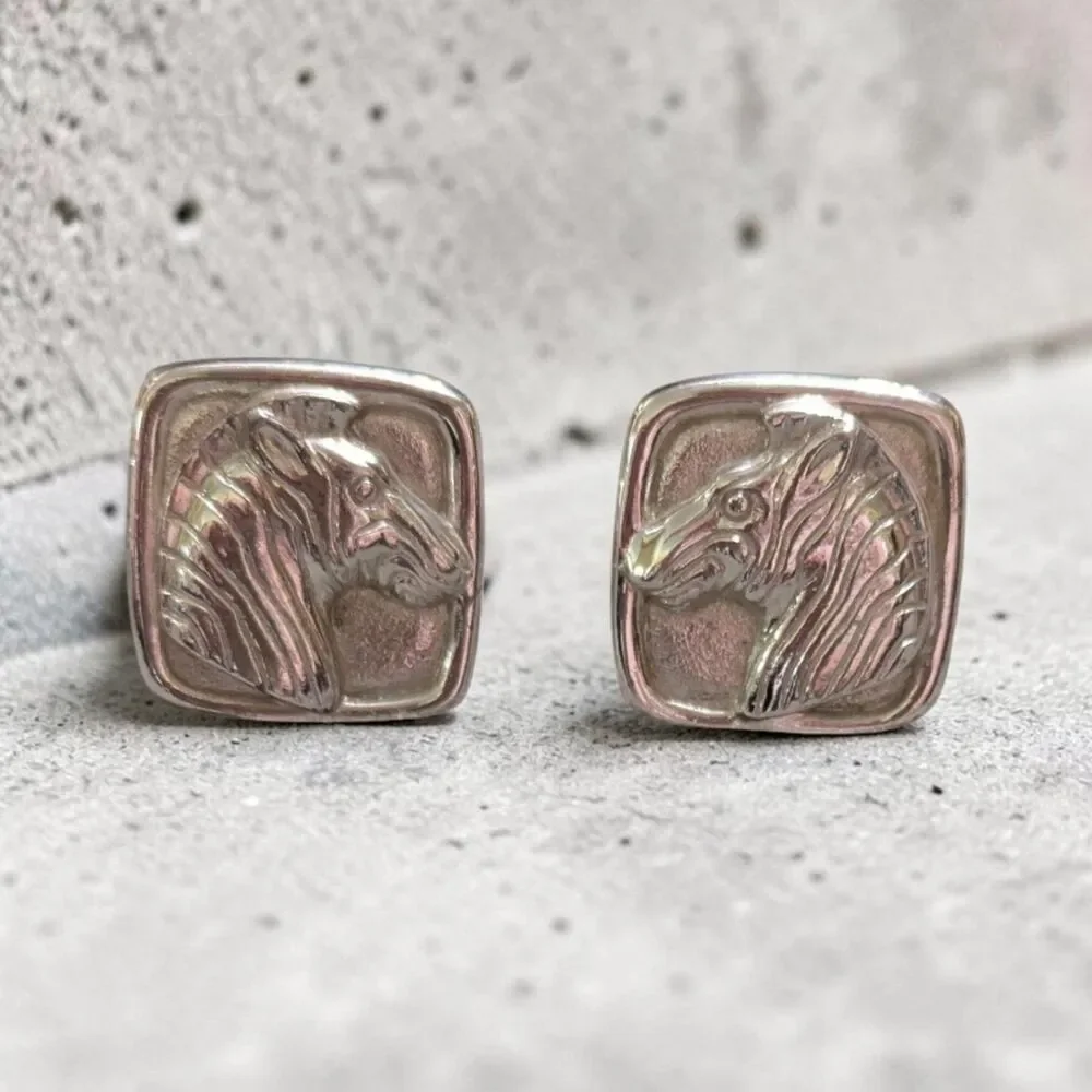 Vintage Silver Tone Horse Head Clip On Earrings, Equestrian Western Jewelry
